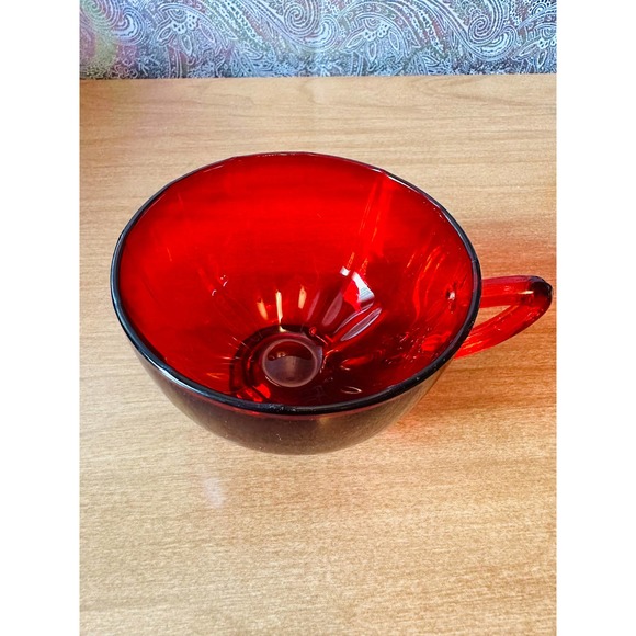 Vintage Ruby Red glass tea cup and saucer set by New Martensville glass - Picture 5 of 10